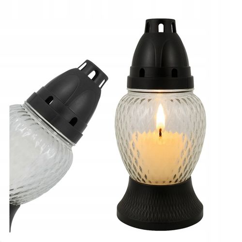 Znicz Szklany Duży na Grób Lampion Kapliczka 15 h 18 cm BIAŁY ZNICZ KRZYŻ na Arena.pl