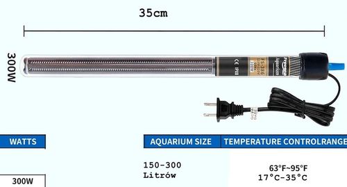 GRZAŁKA DO AKWARIUM 300W Z TERMONSTATEM + TERMOMETR LCD 150-300 LITRÓW na Arena.pl