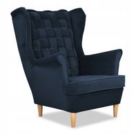 Fotel uszak Carol skandynawski  granatowy ciemno niebieski