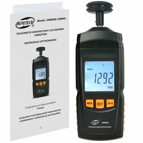 TACHOMETR LCD MIERNIK OBROTÓW DO 99999 RPM GM8906 na Arena.pl