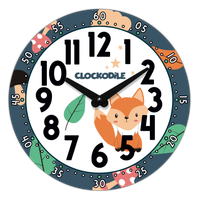 CLOCKODILE Dziecięcy zegar ścienny niebieski z lisem ⌀25cm