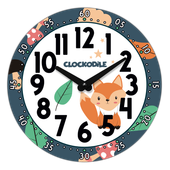 CLOCKODILE Dziecięcy zegar ścienny niebieski z lisem ⌀25cm