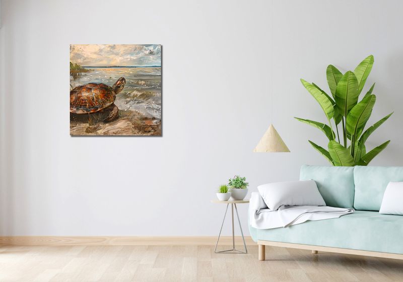 Obraz 70x70cm Nadmorski Żółw zdjęcie 2