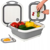 Miska Składana Silikonowa Deska TSG-454 Do Krojenia Szara 6L Przenośna 3w1