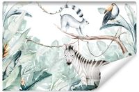 Fototapeta Ścienna Dla Dzieci DŻUNGLA Zebra Liście Styl Boho 180cm x 120cm