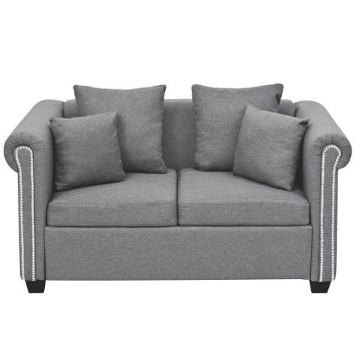 Zestaw 2 sof tapicerowanych materiałem, jasnoszary na Arena.pl