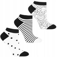 Skarpetki Damskie Stopki Bawełniane w Czarno-Białe Wzorki MORAJ 35-38