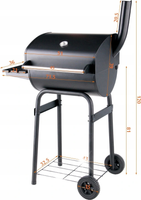 DUŻY GRILL WĘGLOWY Z POKROWCEM POKRYWA Z TERMOMETREM RUSZT 47x34CM LUND