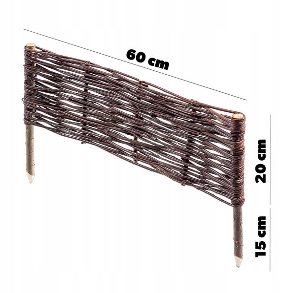 Palisada Ogrodowa 60x20cm Obrzeże Płotek Wiklinowy zdjęcie 3