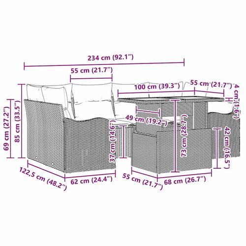 Zestaw Sof na Ogród z poduszką 7 pcs Czarny 100 x 55 x 73 cm na Arena.pl