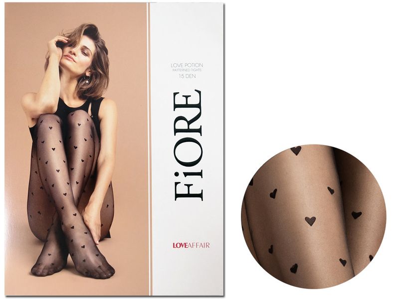 Rajstopy damskie w serca serduszka Fiore Black 3 zdjęcie 1