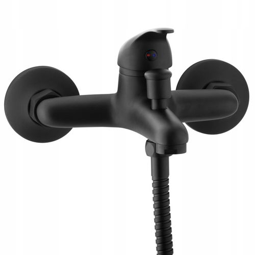 Bateria wannowa ścienna z prysznicem czarna kran do wanny wąż słuchawka na Arena.pl