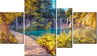 70CM 120CM OBRAZ 4 ELEM JEZIORO PLITVICE JESIENIĄ ŚCIENNY