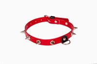Wiązania-Whips Lakier, Obroża Damska Z Kolcami, Czerwona
