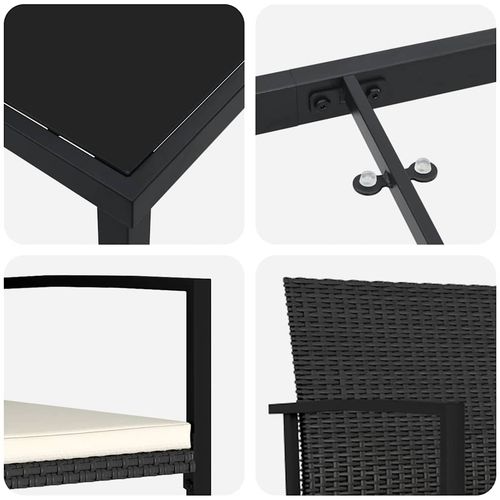 Zestaw do jadalni w ogrodzie 3 pcs Czarny Polirattan na Arena.pl