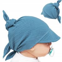 Chustka z daszkiem muślinowa jeans 44-46 czapka lato chusteczka wiązana