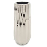 WAZON NA KWIATY SREBRNY DEKORACYJNY FLAKON CERAMICZNY OZDOBNY GLAMOUR 24 cm