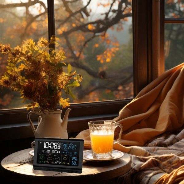 Stacja pogodowa pogody meteo TERMOMETR HIGROMETR WiFi TUYA BAROMETR ZEGAR zdjęcie 3