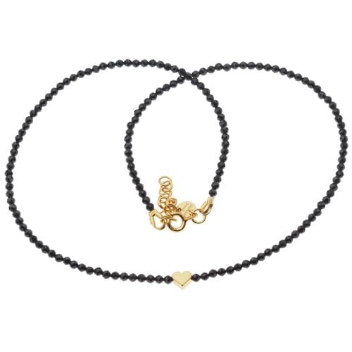 Naszyjnik z sercem - Spinel fasetowane kulki i srebro złocone na Arena.pl