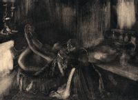 Woman by a Fireplace, Edgar Degas - plakat 59,4x42 cm