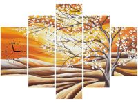 105CM 150CM ZEGAR 5 ELEM KWITNĄCE DRZEWO DRUK OBRAZ