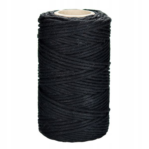SZNUREK bawełniany czarny 2mm 100g 50m zdjęcie 1