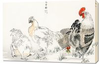 Obraz 90x60cm Domestic Fowl, Kashu Japoński Vintage do Salonu