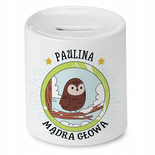 Skarbonka 330 Ml Dla Pauliny Córki Dziecka Z Nadrukiem Ze Zdjęciem zdjęcie 1