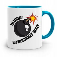 Kubek Błękitny Prezent Uwaga Wybuchowy Brat Z Nadrukiem Ze Zdjęciem