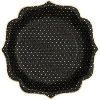 Talerzyki papierowe czarne w złote kropki, 10 szt.