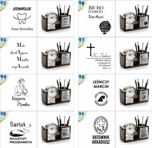 Nowoczesny przybornik z zegarem z Twoim tekstem imieniem DLA KSIĘGOWEJ na Arena.pl