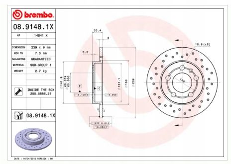 TARCZA HAM TYL 239X9 P XTRA BREMBO na Arena.pl