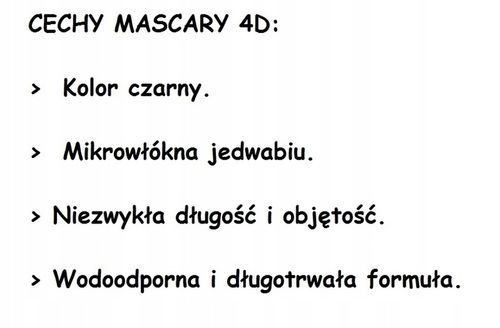 4D TUSZ DO RZĘS Jedwab wydłużający MASKARA mascara na Arena.pl