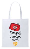Dla Fotografa Fotografki Torba Eco Biała Shopper Z Nadrukiem Ze Zdjęciem