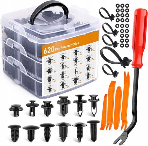 KLIPSY KOŁKI DO AUTA TAPICERKI ZESTAW 680 SPINEK SAMOCHODOWYCH ORGANIZER na Arena.pl