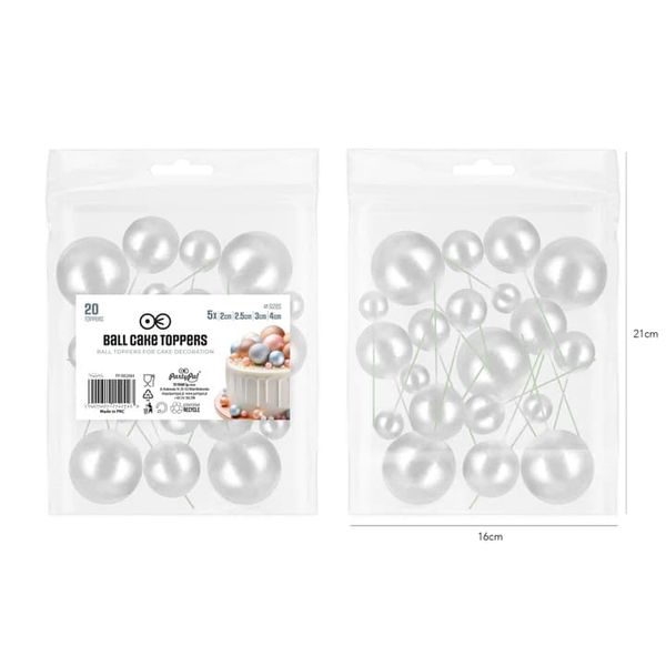 Toppery na tort kulki srebrne, 20 szt. zdjęcie 2