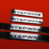 Listwa progowa DACIA SANDERO MK1 Stal nierdzewna 304 połysk z czarnymi lite