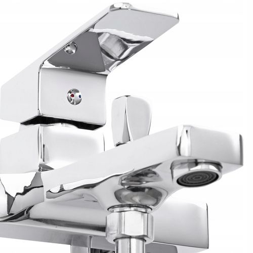 Bateria wannowa z prysznicem ścienna chrom srebrna kran do wanny YOKA HOME na Arena.pl