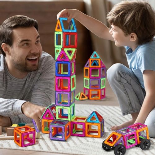 MAGNETYCZNE KLOCKI KONSTRUKCYJNE, ZESTAW 105 PŁYTEK MAGNETYCZNYCH, PREZENT na Arena.pl