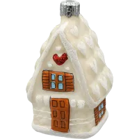 Bombka choinkowa szklana: Domek z serduszkami: kremowy