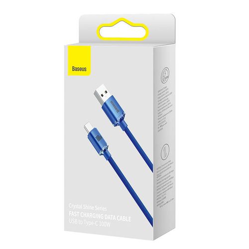 kabel usb do usb-c baseus crystal shine, 100w, 2m (niebieski) na Arena.pl