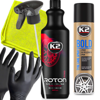 K2 ROTON PRO 1L PŁYN DO MYCIA FELG KRWAWA FELGA NABŁYSZCZACZ DO OPON FIBRA