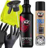 K2 ROTON PRO 1L PŁYN DO MYCIA FELG KRWAWA FELGA NABŁYSZCZACZ DO OPON FIBRA
