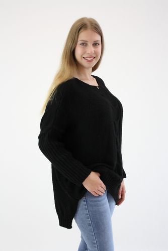 Sweter oversize warkocz Magda Czarny UNI na Arena.pl