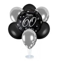 Zestaw balonów na stojaku 60 urodziny, srebrny