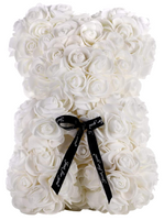 BIAŁY MIŚ Z RÓŻ - 25 CM + PUDEŁKO NA PREZENT