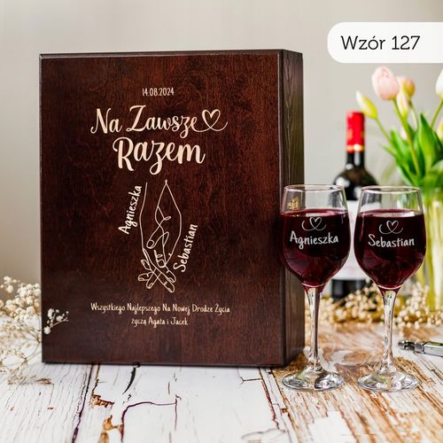 PREZENT NA ŚLUB SKRZYNKA NA WINO PREZENT ŚLUB DLA PARY MŁODEJ Z GRAWEREM na Arena.pl