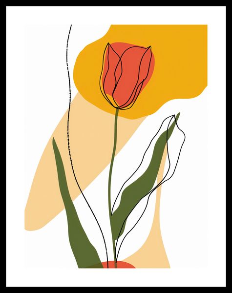 Plakat 30x40cm Przerysowany Tulipan zdjęcie 3
