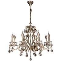 Żyrandol LAMPA wisząca VEN W-H 12075/8 klasyczna OPRAWA na łańcuchu ZWIS z kryształkami wzory crystal patyna kremowy