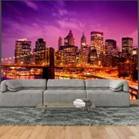Fototapeta - Manhattan i Most Brookliński nocą 250x193